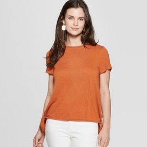 Universal Thread Orange Side Tie Casual Summer T-Shirt Size Small